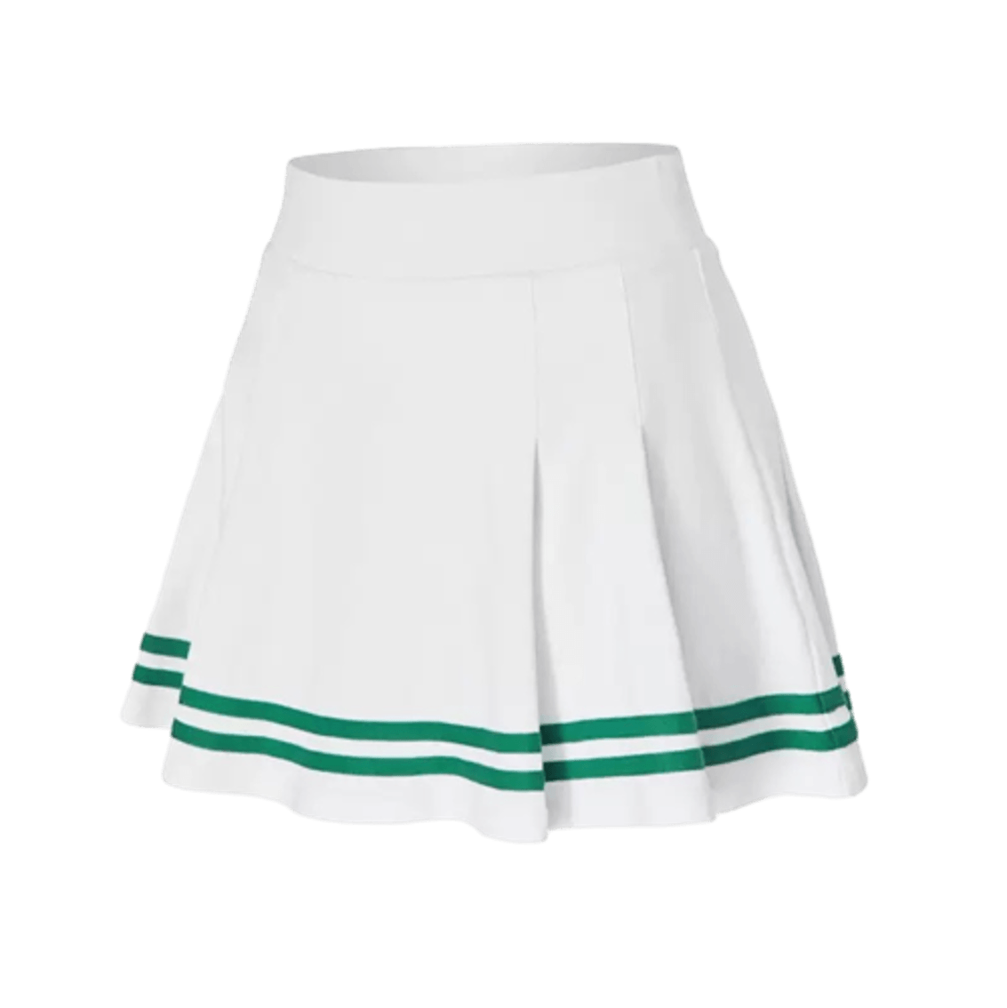 Women's Pleated Skirt with Stripes – White/Green