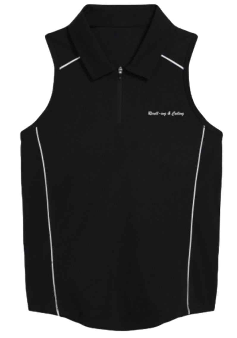 Women's Sleeveless Polo Top – Black