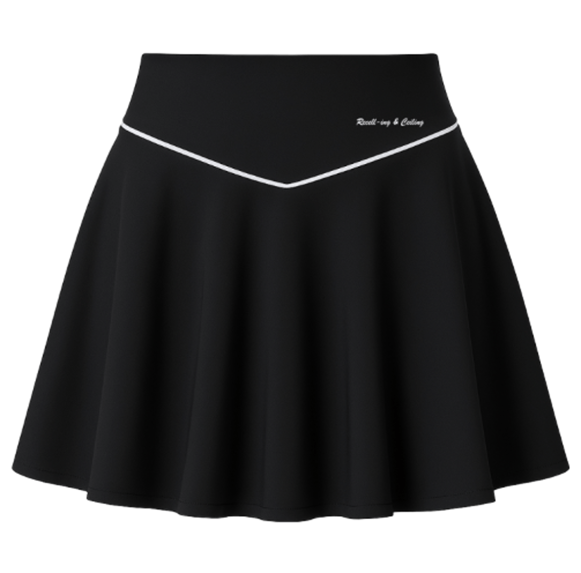 Women's A-Line Skirt with Piping – Black
