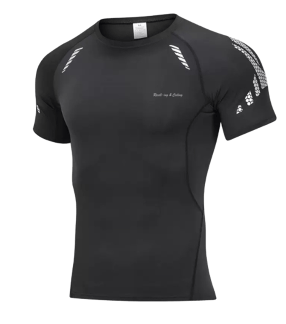 Men's Quick-Dry Tee with Graphic Lines – Black